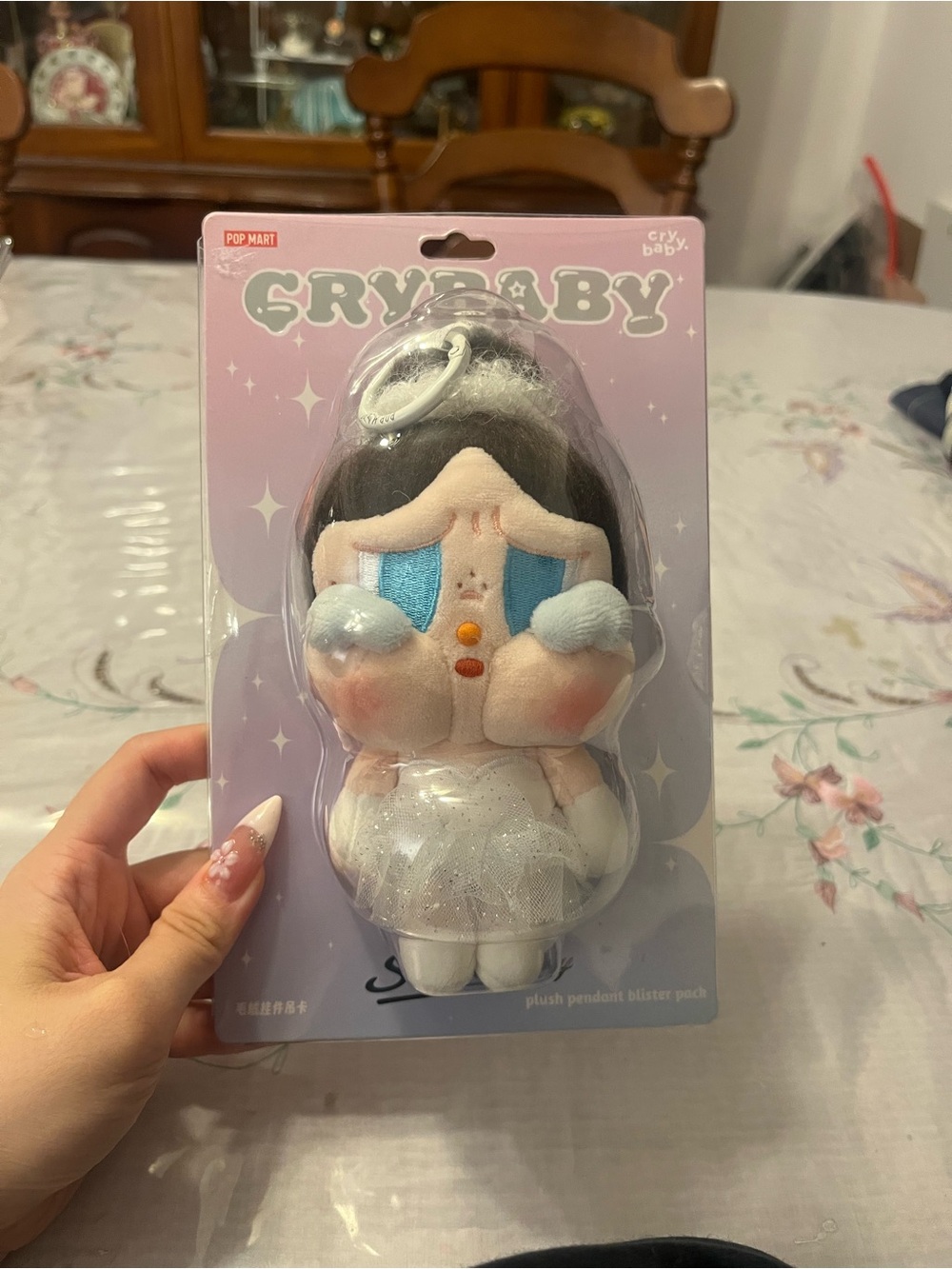 Crybaby Plush Pendant Keychain – Pink/White